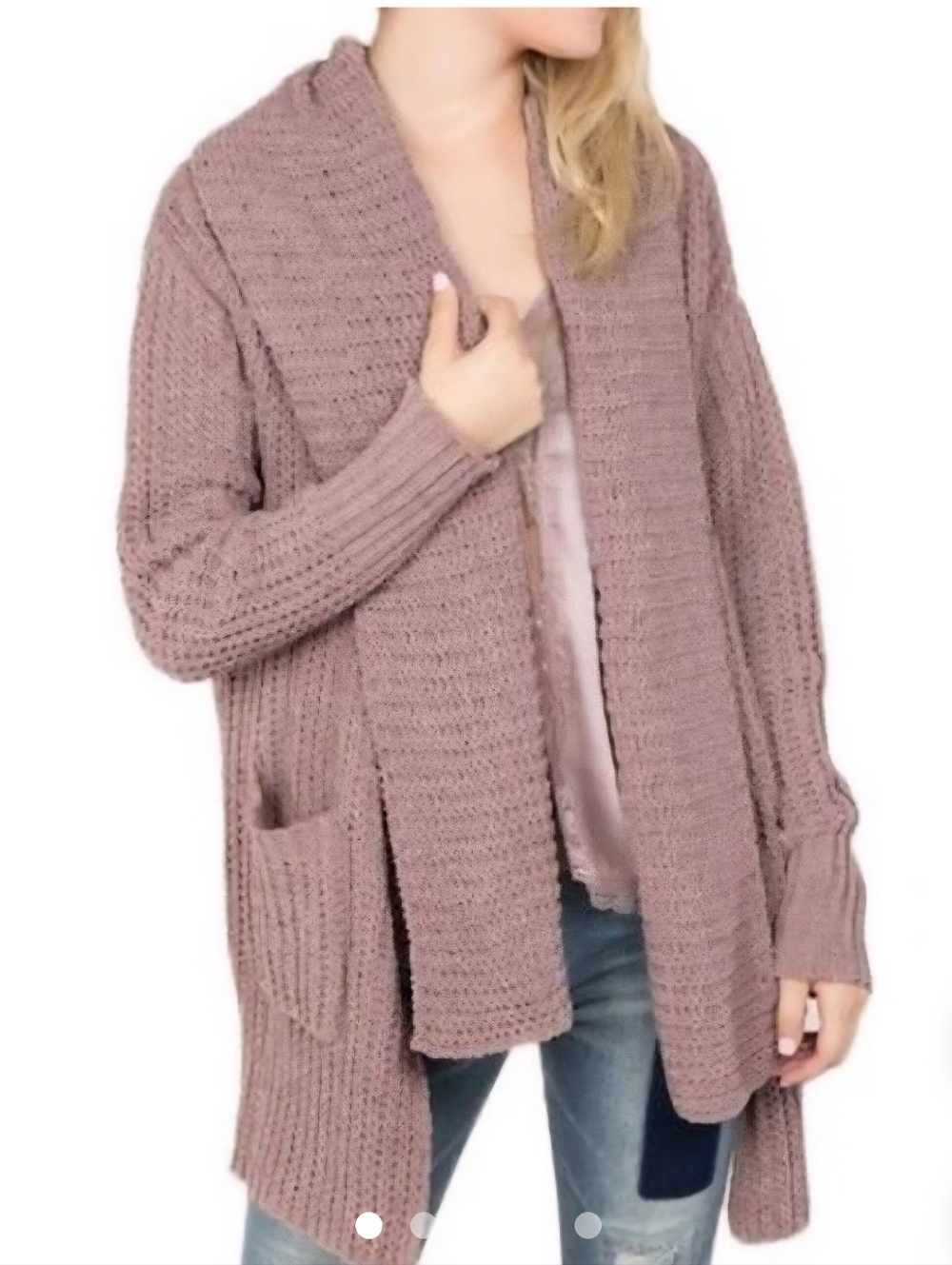POL Soft Knit Open Front Slouchy Cardigan Oversized Mocha Taupe NWT Size Small